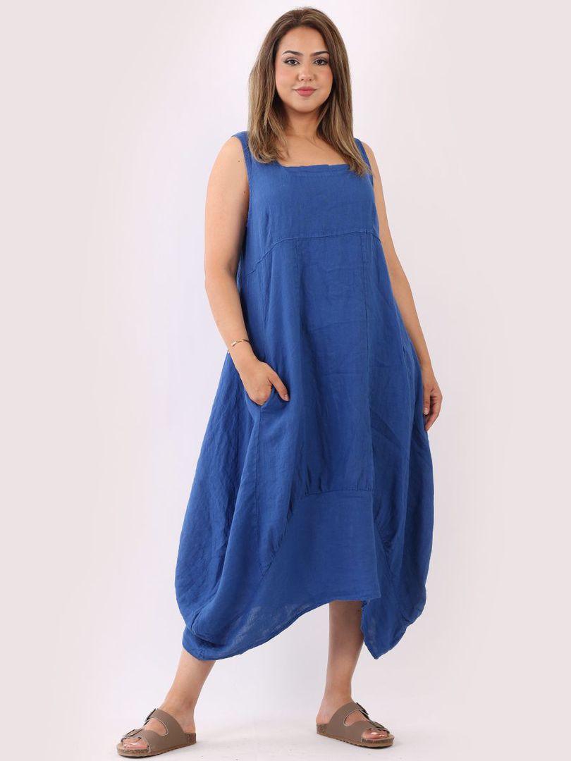 Gabriella Linen Dress Royal Blue image 0